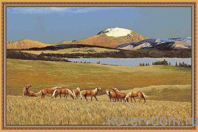 Шерстяной пейзажный ковер Hunnu 6S1185 82 пейзаж лошади